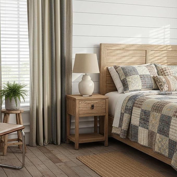ColorBird Brown and Grey Striped Curtains 2 Panels Set, Modern Farmhouse Vintage Patterned Short Kitchen Curtain 63 Inches Length, Light Filtering Window Treatment Drapes for Living Room Bedroom