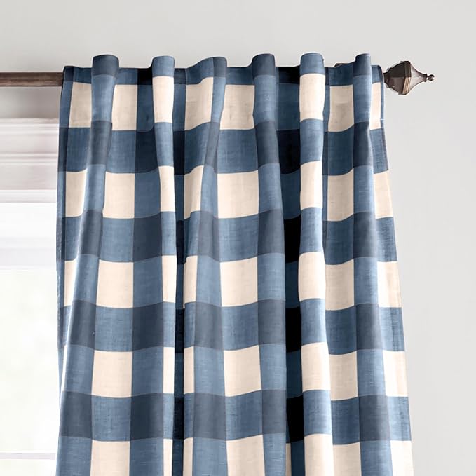 Grainger Rod Pocket Back Tab Window Curtain Panel, Indigo - 52" W x 63" L