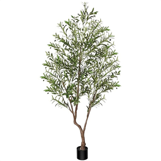 Suntee Olive Tree Artificial Indoor 7ft, Tall Faux Olive Tree with Large Olive Branches and Realistic Fruits, Fake Floor Plant Artificial Plants Indoor for Home Office Living Room Decor