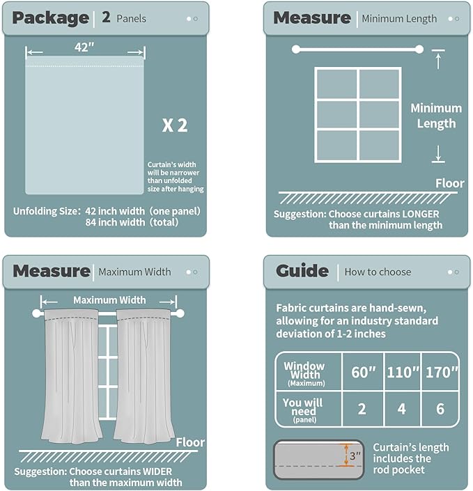BGment 100% Blackout Curtains for Bedroom 63 Inch Length, Full Room Darkening Curtains for Living Room Rod Pocket with Thermal Insulated Liner, Each Window Curtains 2 Panels, 42 x 63 Inch, Aqua