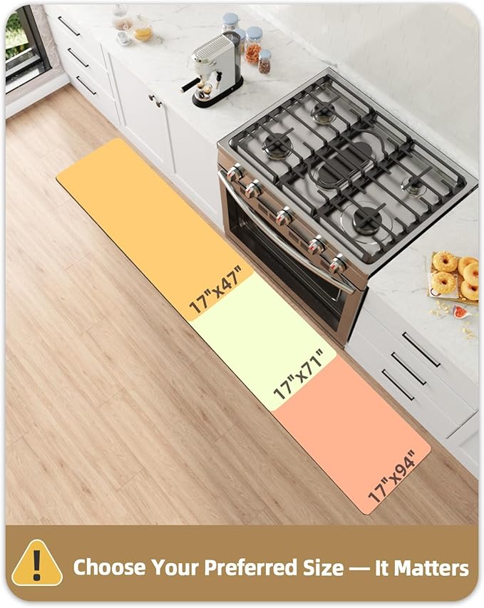 Color&Geometry Anti Fatigue Cushioned Kitchen Floor Mats,17"X47",Runner Rug Non Slip Waterproof,Memory Foam Padded Standing Mat for Front Sink,Brown