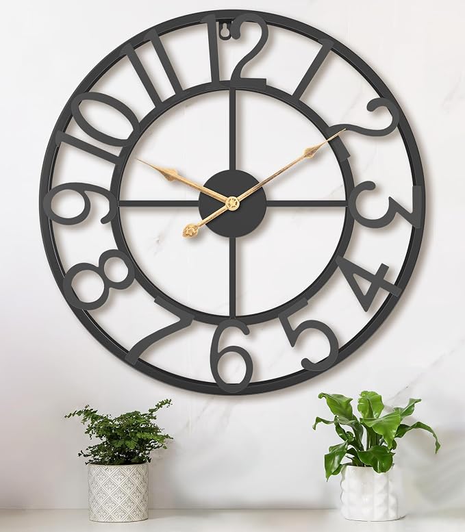 Pytha Sight Wall Clock Large for Living Room Decor,18 Inch Decorative Silent Non Ticking Battery Operated Analog Metal Wall Clocks for Kitchen,Bedroom,Office,Dining Room