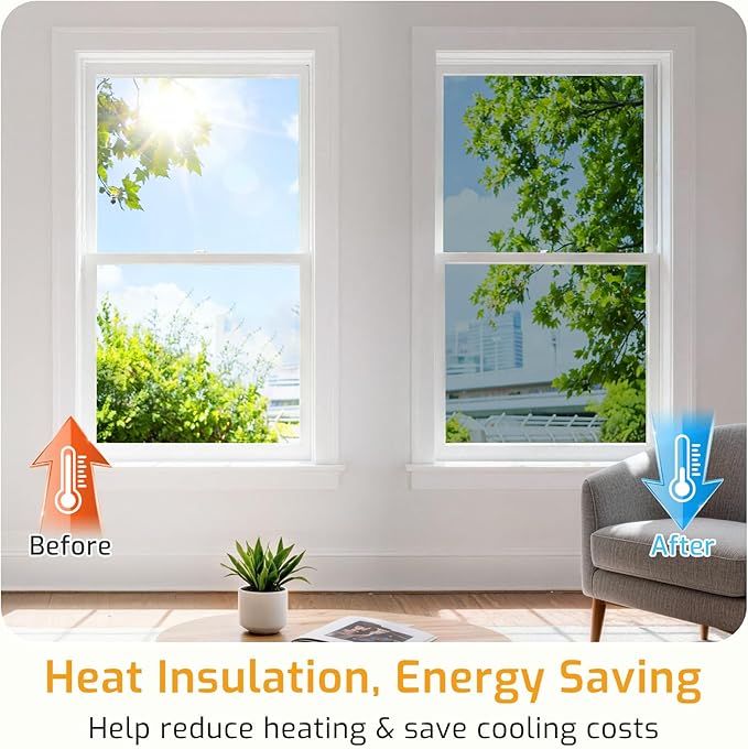 LUTE One Way Window Privacy Film, Window Tint for Home, Sun Blocking UV Heat Blocker, See Out Not in Reflective Mirror Film, Removable Static Cling Glass Door Coverings, Silver, 35.4" x 78.7"
