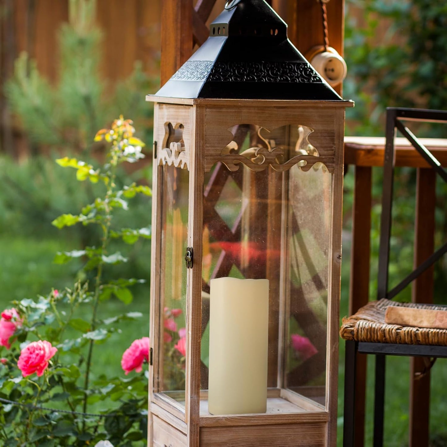 4" x 8" Large Outdoor Flameless Candles with Remote and Timer, Waterproof Battery Operated Flickering LED Pillar Candles for Home, Lantern, Porch, Ivory, 2 Pack