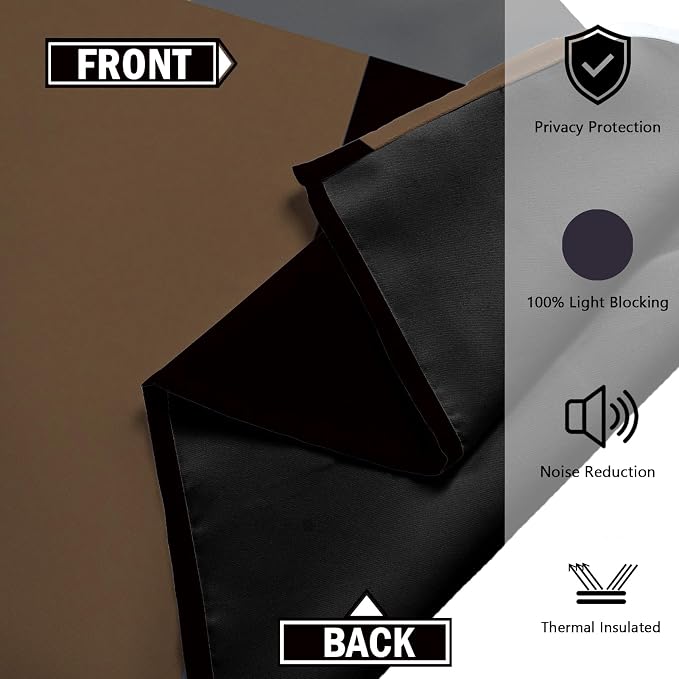 Tyrot Brown 100% Blackout Curtains for Bedroom 96 inch Long 2 Panels Set Black White Gray Modern Abstract Geometric Black Out Curtains Insulated Room Darkening Window Drapes for Living Room, 52Wx96L