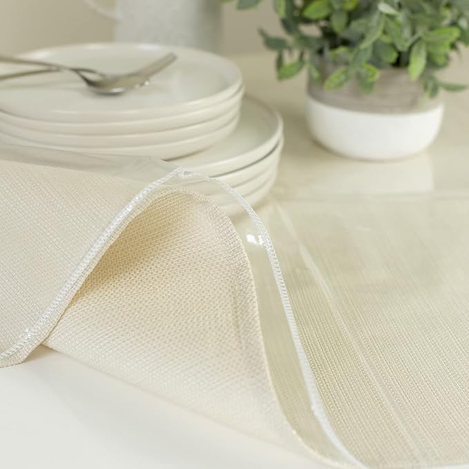 Benson Mills Heavy Duty Crystal Clear Plastic 100% Waterproof Tablecloth Protector, Vinyl PVC Table Cloth, Oil Spill Proof Wipe Clean Table Cover for Dining Tables (60" x 84" Rectangular/Oblong)
