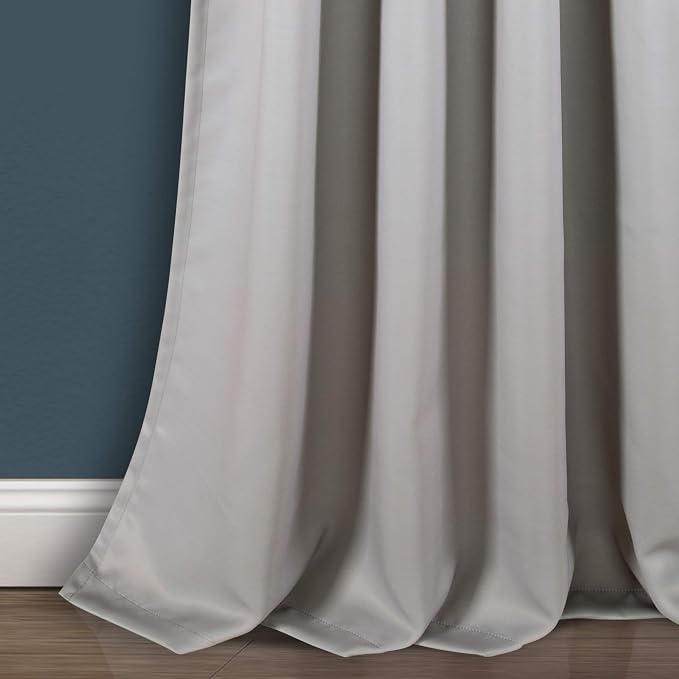 Lush Decor Weeping Flower Light Filtering Window Curtain Panels, Pair, 52"W x 84"L + 2" Header, Gray - Charming Modern Floral Curtains for Living Room, Dining Room, & Bedroom