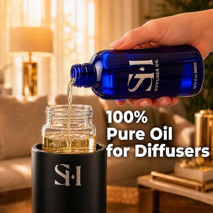 Santal ST09 Hotel Scent Diffuser Oil | 10.14 Fl oz (300 ml) - Waterless Diffuser Oil Refill & Highly Concentrated Fragrance Oil, Diffuser Oil Scents Luxury, Hotel Oil Diffuser