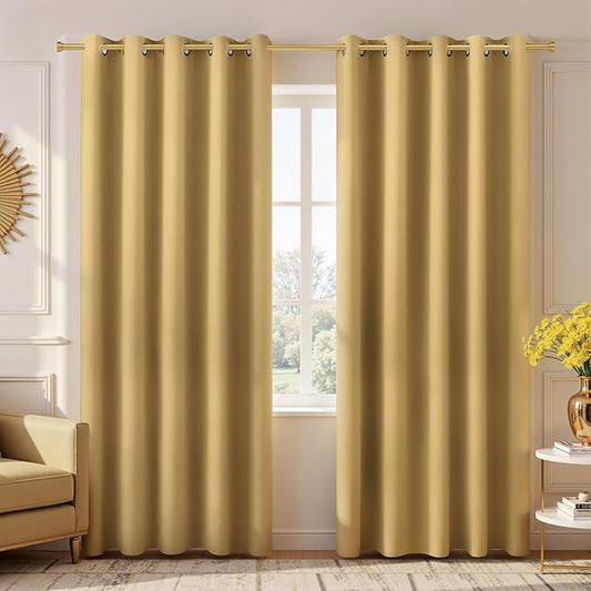 KOUFALL Gold Luxury Blackout Curtains for Living Room,Elegant Livingroom Curtain 84 Inches Long Cortinas Doradas para Sala Elegantes Modernas 2025