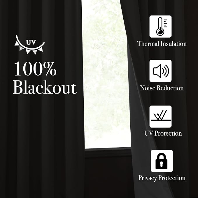 NICETOWN Faux Linen 100% Blackout Living Room Curtains 96 inches Long, Silver Grommet 2 Layers Window Treatment with White Liner Thermal Curtains for Bedroom, Vanilla, W52 x L96, 2 Panels