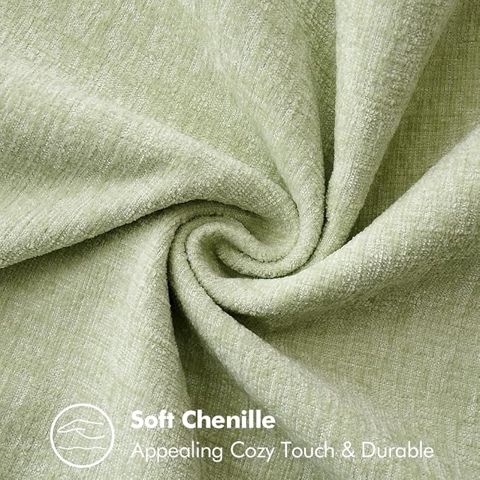 MIULEE Pack of 2 Summer Throw Pillow Covers 18x18 Inch Light Green Farmhouse Decorative Pillow Covers with Stitched Edge Soft Chenille Solid Dyed Pillow Covers for Couch Sofa Bed Living Room
