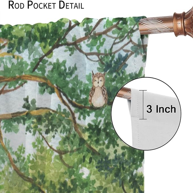 YCness Forest Animal Curtains, Watercolor Wild Animal Bear Fox Deer Kids Window Treatments for Living Room Bedroom,Green Woodland Tree Kids Drapes 2 Panel Sets,42x45 Inch