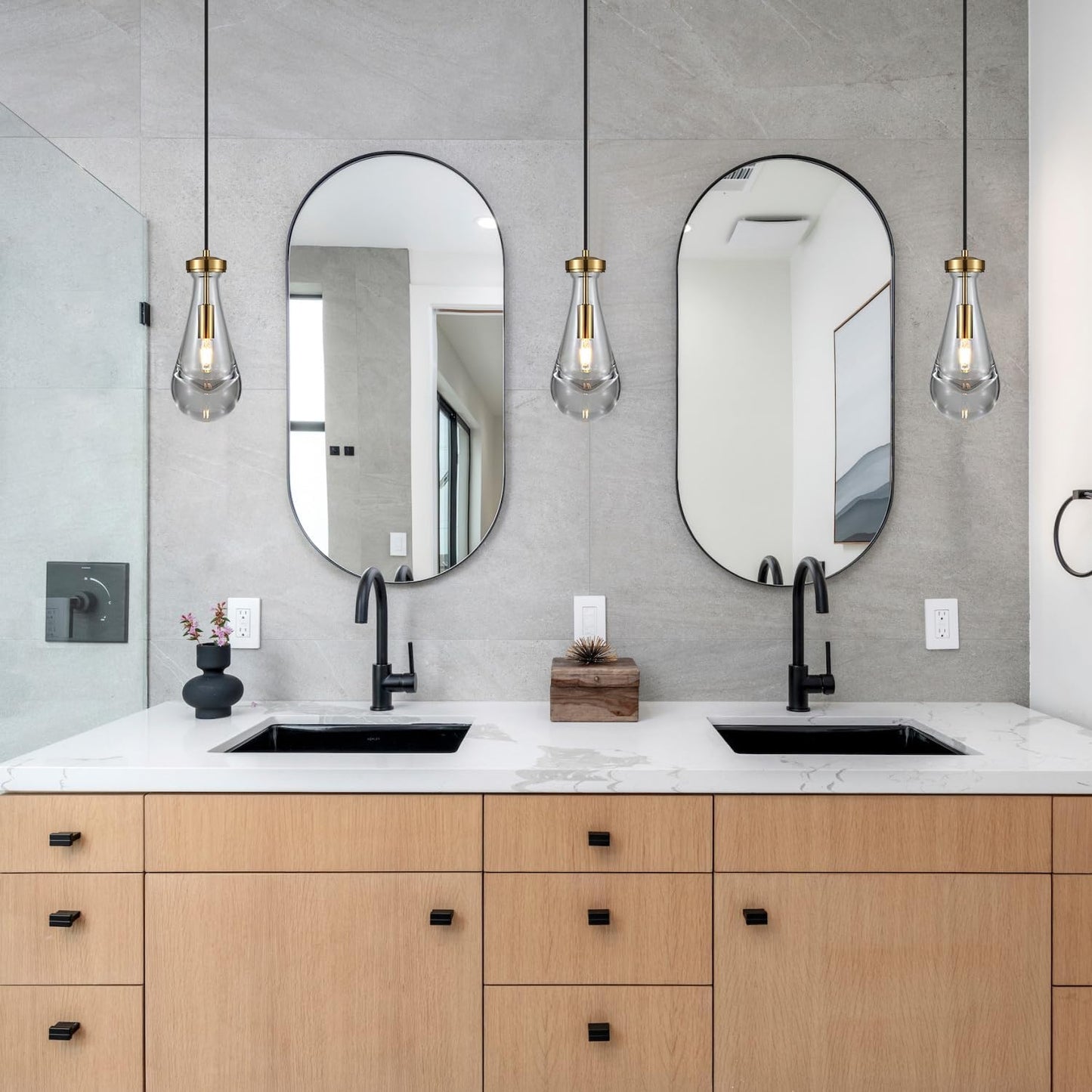 Raindrop Pendant Light, Brass Glass Pendant Lighting, Teardrops Modern Hanging Light for Entryway Foyer Stairway Kitchen Island Bedroom Dining Living Room Hallway