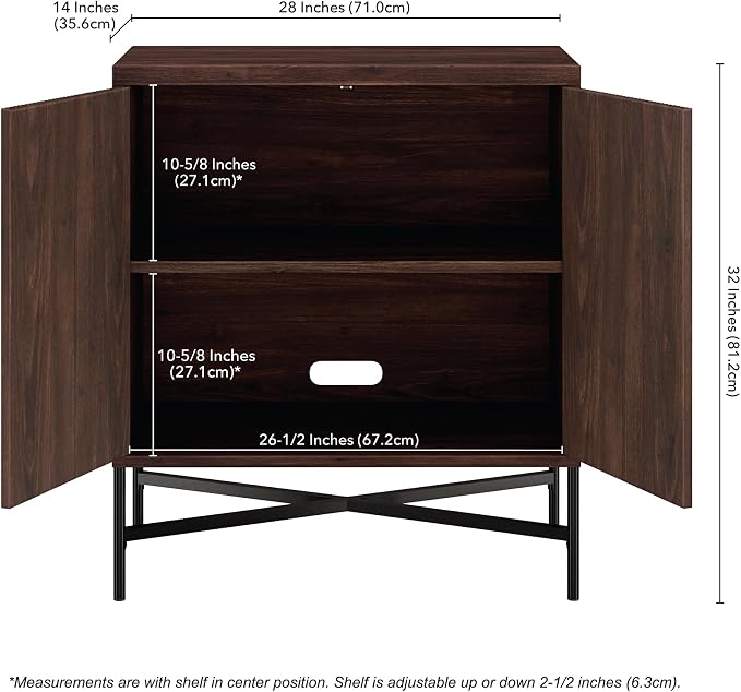 Henn&Hart 28" Fluted Accent Cabinet, Ribbed Modern Sideboard Buffet Cabinet with 2 Doors and an Adjustable Shelf for Living Room, Dining Room, Bedroom or Entryway, Rich Brown