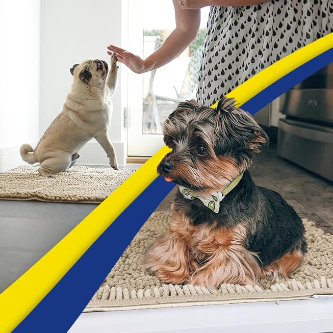 Muddy Mat® | Super Water Absorbent Door Mat Indoor, Microfiber Quick Dry Chenille Entryway Rug, Slip Resistant Front Door Mat, Indoor Mats for Entryway, Machine Washable Pet Rug, Beige XXL 60"X48"