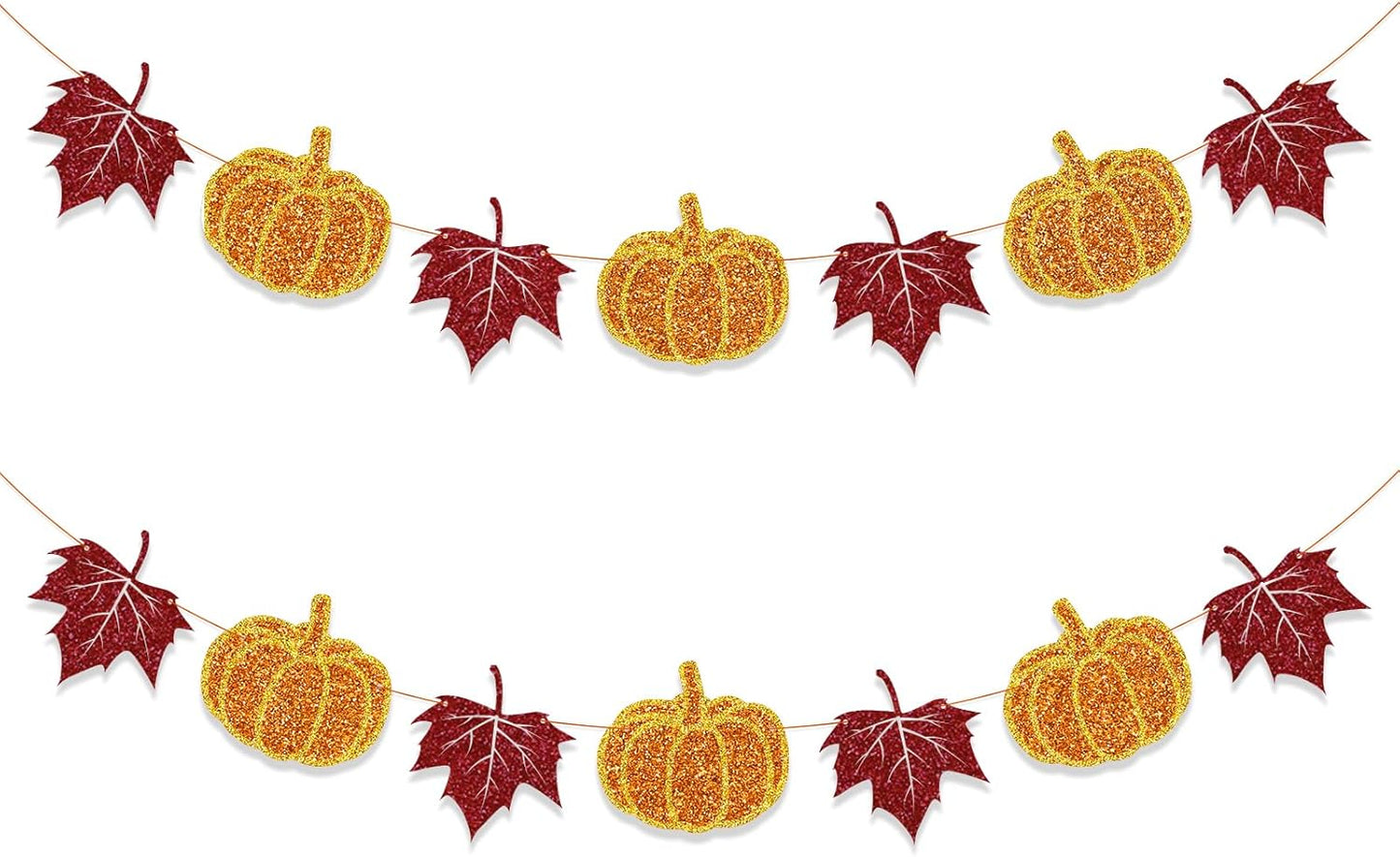 Fall Decorations Home Thanksgiving decor - Pumpkin and Maple Leaves Sign Fall Autumn Harvest Garland Hanging Bunting Banner(Pre-Strung)