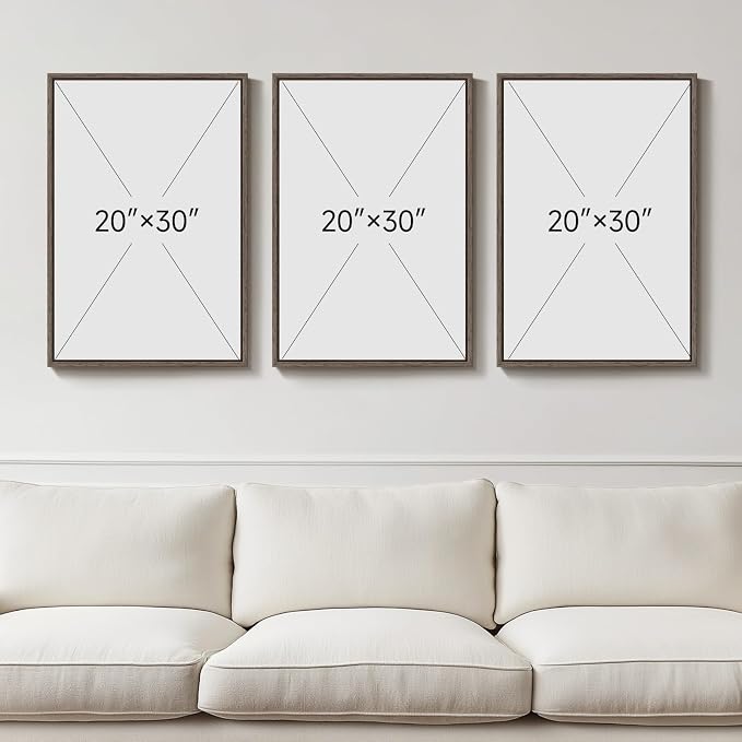 Large Framed Botanical Wall Art for Living Room, 3 Piece Neutral Plant Canvas Painting Prints Artwork for Farmhouse Walls, Vintage Floral Pictures for Bedroom Kitchen Hallway Wall Decor, 20x30 Inch