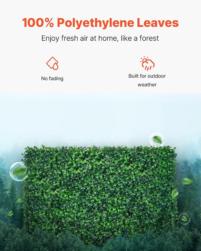 VEVOR 24PCS Artificial Boxwood Panels, 24 x 16 in 1.6 in Sun Protected Boxwood Hedge Wall Panel, Green Fake Grass Backdrop Wall for Privacy Fence Decor Indoor Outdoor Garden Backyard