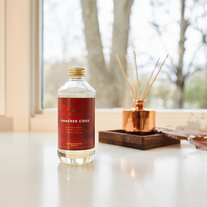 Thymes Simmered Cider Reed Diffuser Oil Refill,Home Fragrance Scent for Aromatherapy, 7.75 Fl Oz