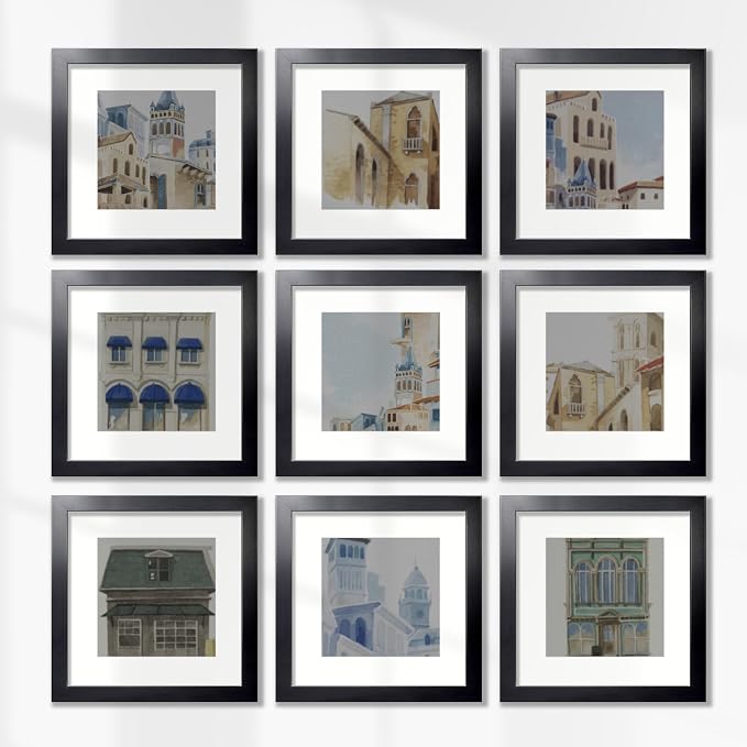 LaVie Home 12x12 Picture Frame Black Poster Frame,Display Pictures 8x8 with Mat or 12x12 Without Mat, Stable and Sturdy Frame and Polished Plexiglass, Horizontal and Vertical Format of The Walls