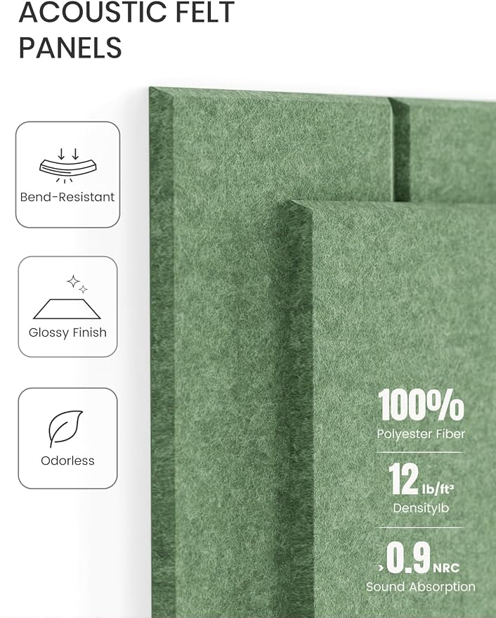 Fluxynara Large Felt Bulletin Board 36"x24" Cork Board Alternative - 6 Pack with 32 Safe Removable Adhesive Tabs, Cork Boards for Walls Pin Board for Home Office Classroom Felt Board-Moss Green