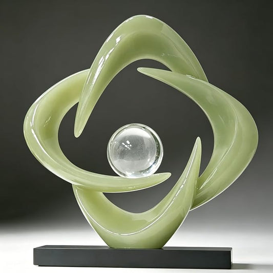 AWNR Gold Abstract Sculpture House Decor Aesthetic - Home Décor Accents for Nightstand, Shelves, Dining Room, Entryway Table, Office, Desk Accessories (Green C)