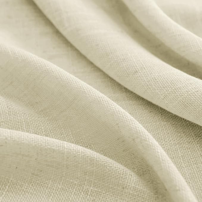 Joydeco Linen Curtains 84 Inch Length 2 Panels Set, Light Filtering Curtains for Bedroom Living Room,Linen Blend Drapes 52 Inches Wide with Back Tab Rod Pockets (W52 x L84 Inch, Natural)
