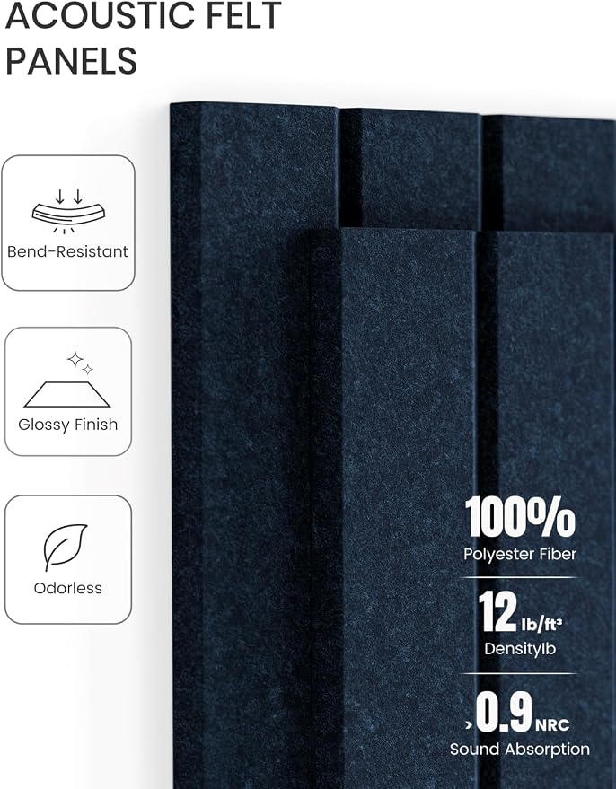 Fluxynara Large Felt Bulletin Board 48" x 36" Cork Board Alternative-12 Pack with 64 Safe Removable Adhesive Tabs, Cork Boards for Walls for Home Office Classroom Pin Board-Carbon Blue