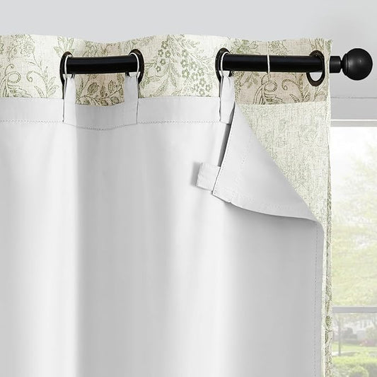 jinchan Blackout Curtain Liners for Bedroom Light Blocking Curtain Liners for 84 Inch Length Drapes, Window Treatment Curtains with Rings Thermal Curtains 2 Panels(W50 x L82, Off White)