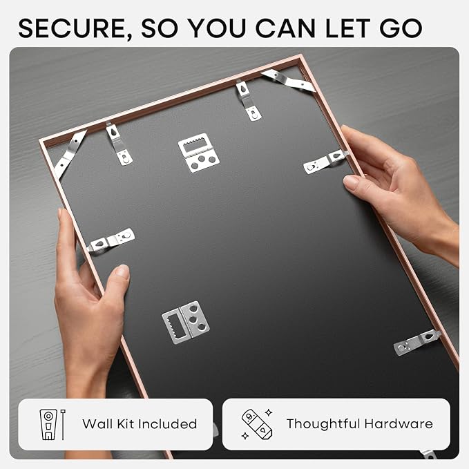 Homeforia 24 x 36 Poster Frame Rose Gold, Premium 24x36 Puzzle Frame Metal Matted to 20x30 Photo, 36 x 24 Picture Frame with Mat for 20 x 30 Photo, Tempered Glass, Wall Hook Included, Set of 1