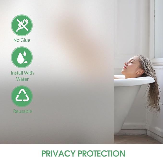STATINT Window Privacy Film Frosted Glass Sun Blocking UV Protection Window Clings Bathroom Self Adhesive Static Cling Glass Stickers for Home Office, 45.2 Inch X 13.1 Feet