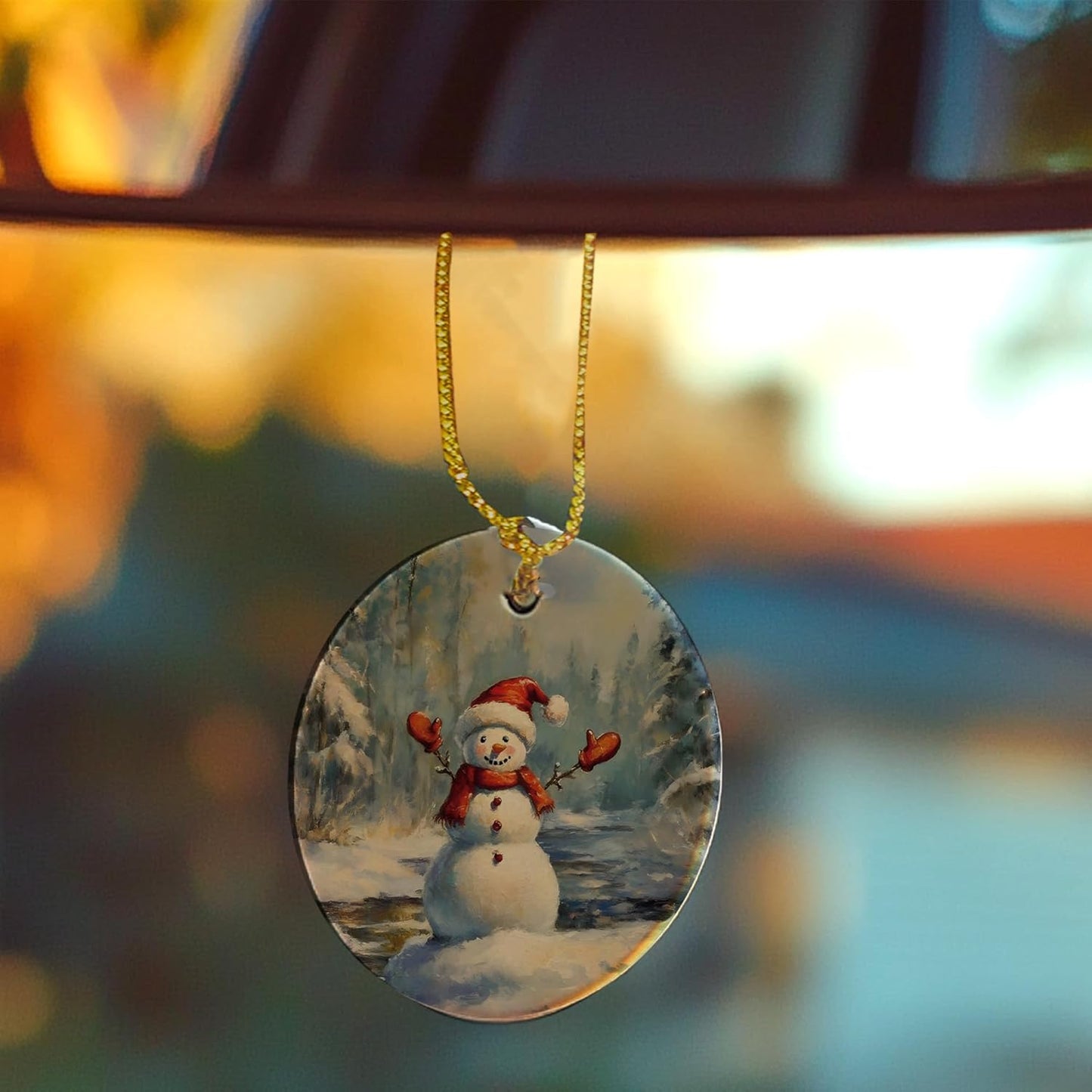 Winter Christmas Snowman Ceramic Ornament Gifts, Rustic Winter Christmas Decorative Hanging Ornaments for Xmas Tree Holiday Party Decoration, Snowman Xmas Tree Decorations