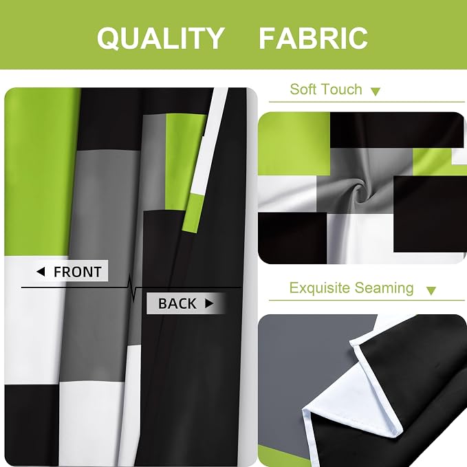 Tyrot Lime Green 100% Blackout Curtains for Bedroom 84 inch Length 2 Panels Set Light Fresh Modern Abstract Geometric Black Out Curtains Insulated Room Darkening Window Drapes for Living Room, 52Wx84L