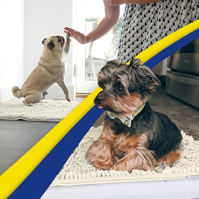 Muddy Mat® | Super Water Absorbent Door Mat Indoor, Microfiber Quick Dry Chenille Entryway Rug, Slip Resistant Front Door Mat, Indoor Mats for Entryway, Machine Washable Pet Rug, Ivory 24" x 40"
