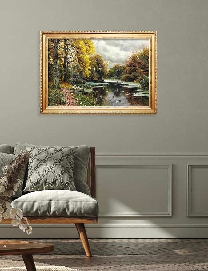 DECORARTS - River Landscape 1903, Peder Mork Monsted Classic Art Reproductions. Giclee Prints& Museum Quality Framed Art for Wall Decor. Total Framed Size: 34.75 x 24.75in. Made in USA