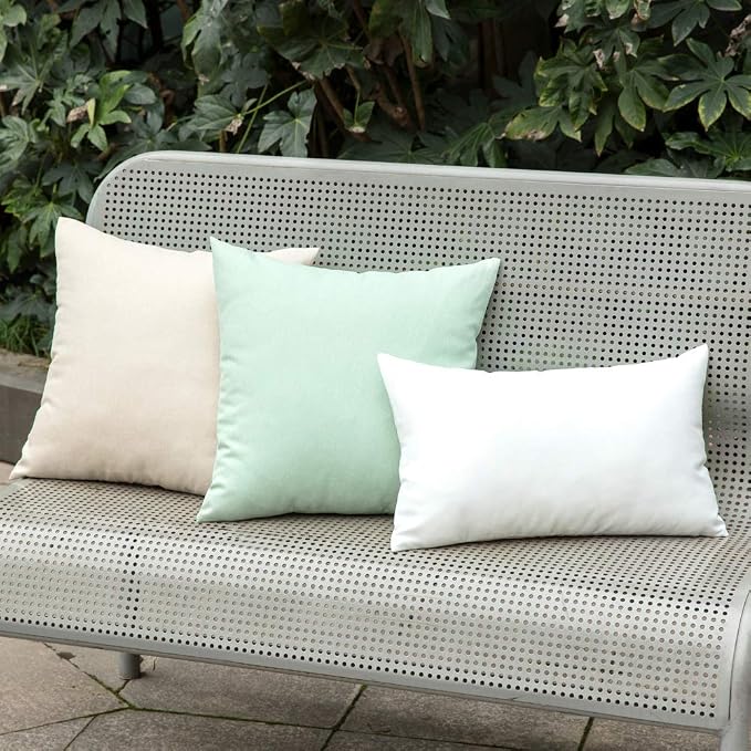 MIULEE Pack of 2 Decorative Outdoor Solid Waterproof Throw Pillow Covers Faux Linen Garden Farmhouse Cushion Cases for Patio Tent Balcony Couch Sofa 20x20 Inch Beige