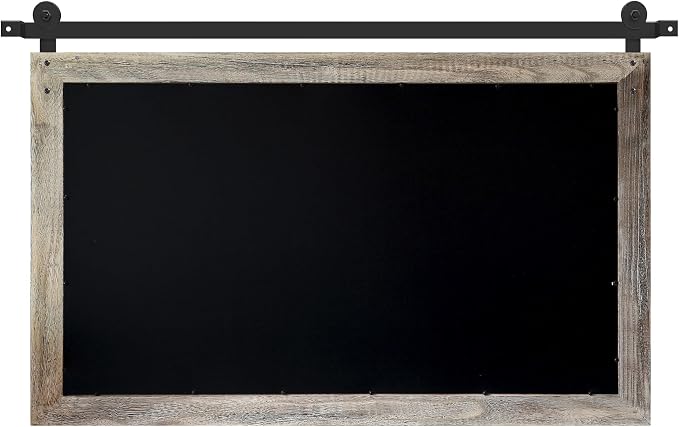 COGOOD Farmhouse Barn Door Mirror - 41" x 26" Rustic Wood Framed Wall Mirror for Bathroom, Living Room, Entryway Wall Decor (Yellow White)
