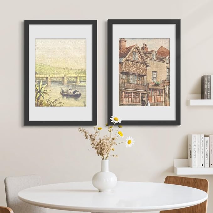 Picrit 22.375x34 Picture Frame 3 Pack, Black Poster Frame, Display Poster 18 x 24 with Mat or 22.375 x 34 without Mat for Horizontal or Vertical Wall Mounting
