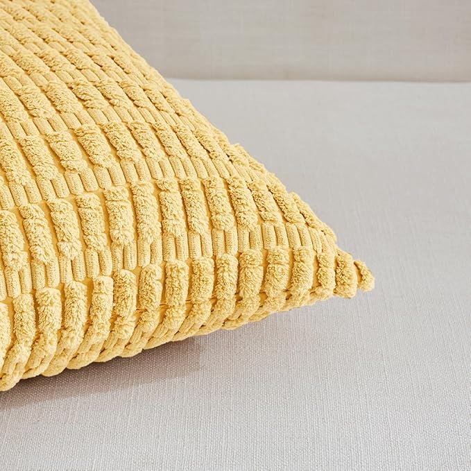 Fancy Homi 4 Packs Decorative Throw Pillow Covers for Living Room Couch Bed, Modern Farmhouse Boho Home Décor Accent Cushion Case, 20" x 12", Yellow