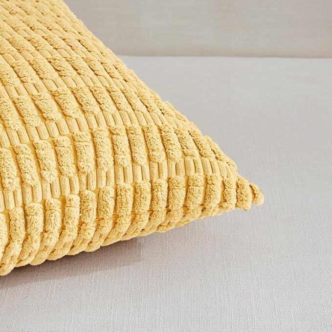 Fancy Homi 4 Packs Decorative Throw Pillow Covers for Living Room Couch Bed, Modern Farmhouse Boho Home Décor Accent Cushion Case, 20" x 20", Yellow