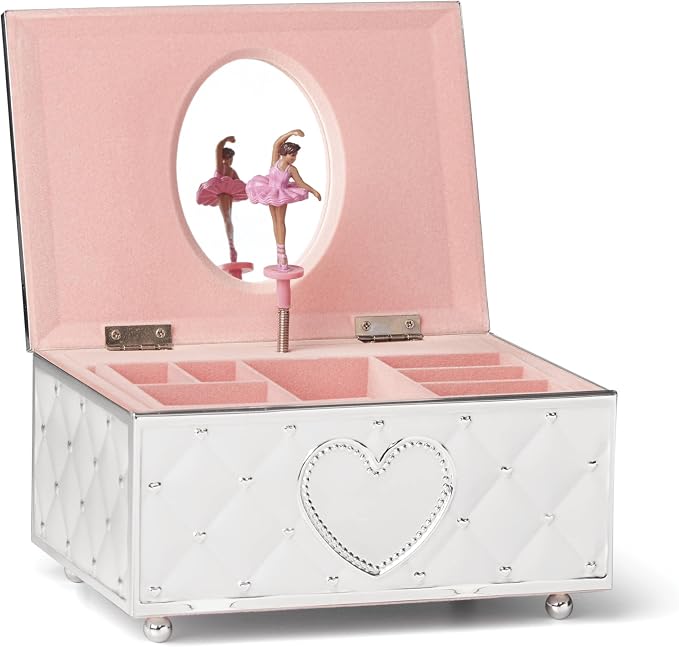 Lenox Childhood Memories Black Ballerina Jewelry Box, Silver/Pink