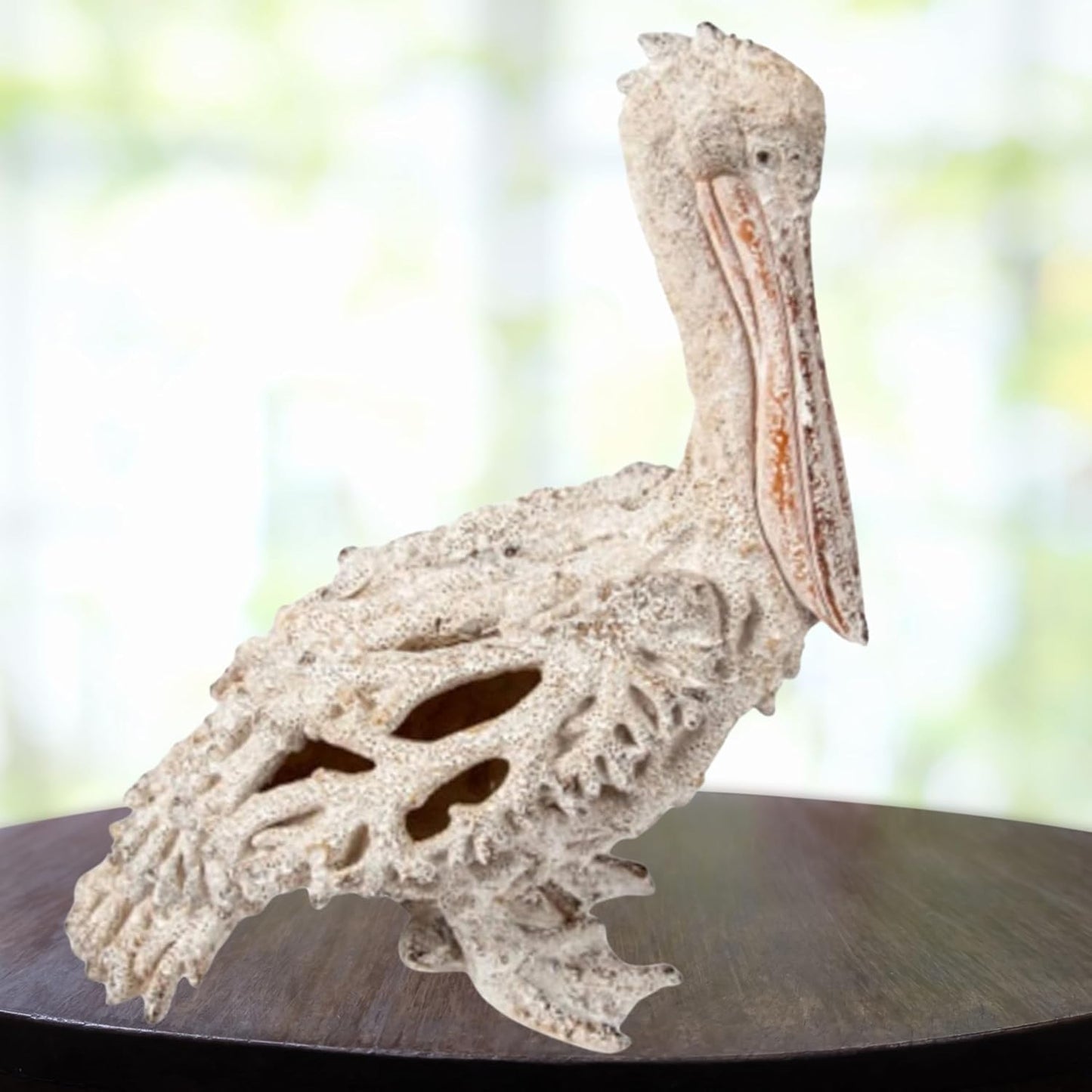 White Pelican Standing Figurine - 13.75” Coral Reef Nautical Decor Coastal Beach Home Accent Ocean Statue for Shelf, Tabletop, or Mantel Display