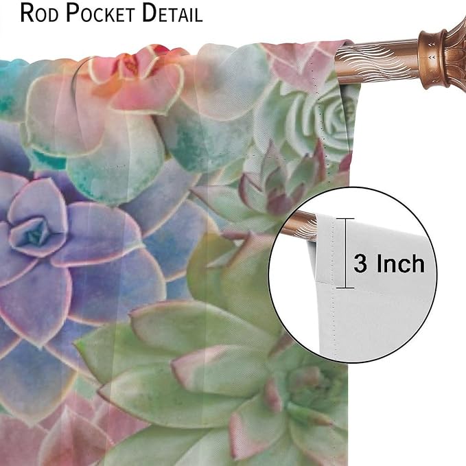 Boho Cactus Floral Curtain Tropical Colorful Succulent Plants Beautiful Flower Retro for Home Kitchen Restaurant Decoration Drapes 2 Panels 52x96in, Style-5