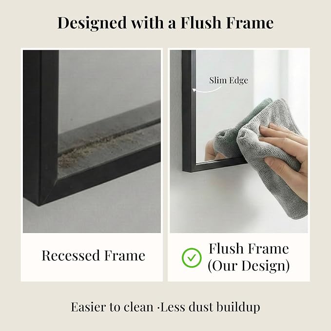 40"x30" Matte Black Framed Rectangle Bathroom Vanity Wall Mirror | Over-Sink Vanity Mirror, Slim Metal Frame, Entryway or Dresser Use, Vertical/Horizontal Mount, Tempered Glass