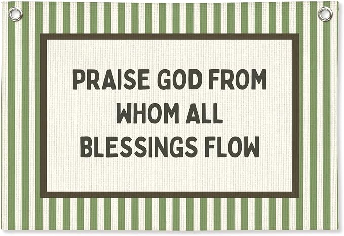Christian Nursery Decor, Kids Room Decor Linen Canvas Banner,Green Bedroom Wall Hanging Decor for Kids Room Playroom Classroom Homeschool Art, 30x20 Inch