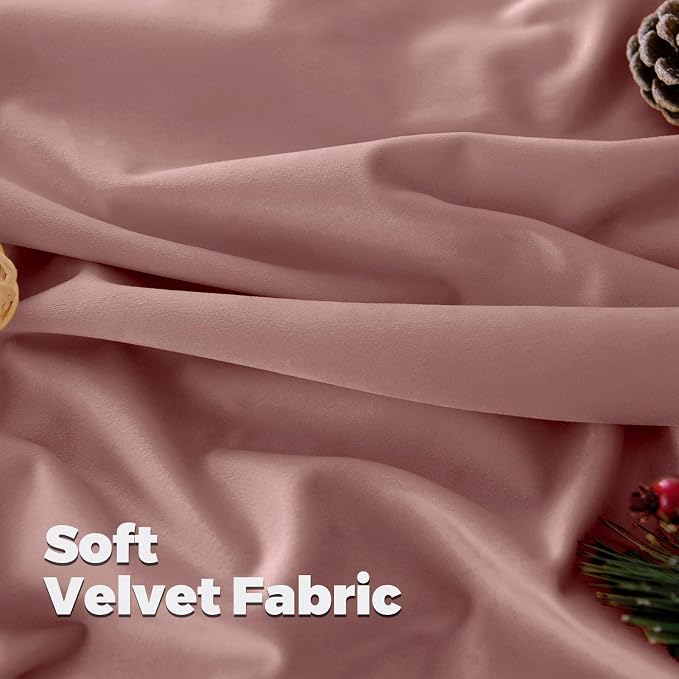 BGment Dusty Rose Velvet Curtains for Bedroom, Elegant Blackout Thermal Insulated Soundproof Super Soft Home Decor Curtains with Back Tab and Rod Pocket for Living Room, 2 Panels, 52 x 72 Inch