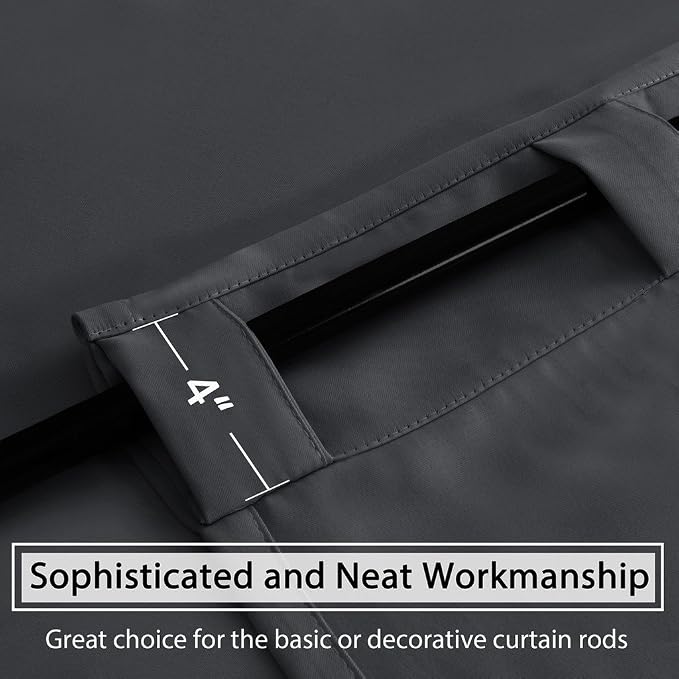 H.VERSAILTEX Blackout Curtains Thermal Insulated Window Treatment Panels Room Darkening Blackout Drapes for Living Room Back Tab/Rod Pocket Bedroom Draperies, 52 x 84 Inch, Charcoal Gray, 2 Panels