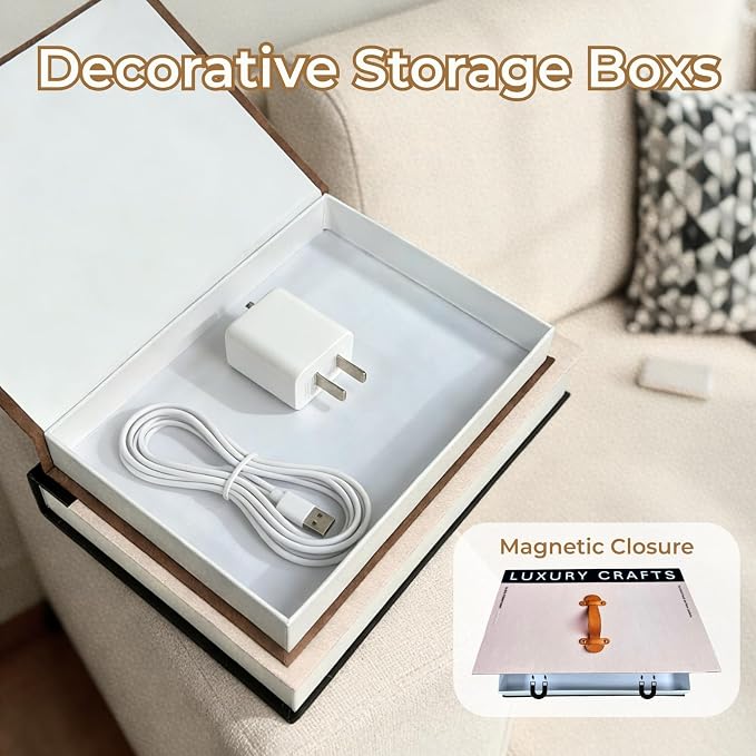4PCS Decorative Book w/Wood Knot & Gold Ginkgo Leaf Statue, Book Shelf Decor Minimalist Linen Hardcover Faux/Fake Books for Coffee Table Home Decor Living Room Decoration, Photo Storage