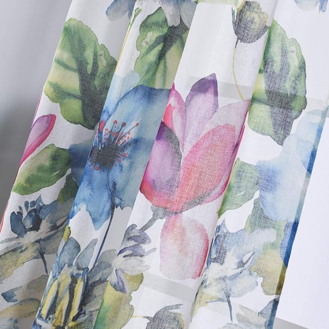 Taisier Home Stylish Living Elegant Abstract Colorful Curtains Printed,Colorful Sheer Curtain Print,Fashion Curtain 72 Inch Lenth for Bedroom(Floral Print Curtain 2 Panels Set)