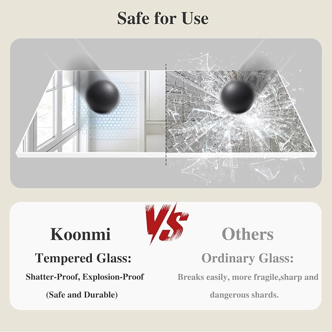 Koonmi White Rectangle Wall Mirror, 30x60 Inch Bathroom Mirror, Aluminum Frame Vanity Mirror for Entryway, Living Room, Bedroom Bathroom, Hangs Horizontally or Vertically